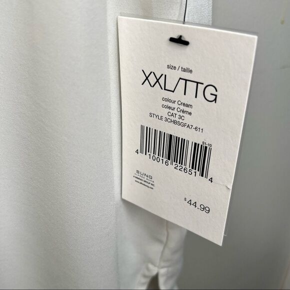 Alfred Sung Button Down Ruffle blouse Size XXL NWT Neutral Minimalist - Picture 5 of 7